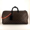 Bolsa de viaje Louis Vuitton Keepall 50 cm en lona Monogram marrón y cuero negro - 360 thumbnail