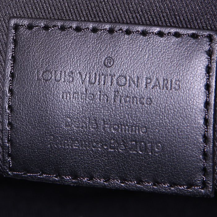 Borsa da viaggio Louis Vuitton Keepall 50 cm in tela monogram marrone e pelle nera - Detail D4