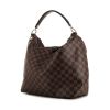 Shopping bag Louis Vuitton Duomo Hobo in tela a scacchi ebana e pelle marrone - 00pp thumbnail