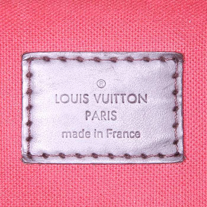 Shopping bag Louis Vuitton Duomo Hobo in tela a scacchi ebana e pelle marrone - Detail D3