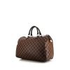Sac à main Louis Vuitton Speedy 35 en toile damier ébène et cuir marron - 00pp thumbnail