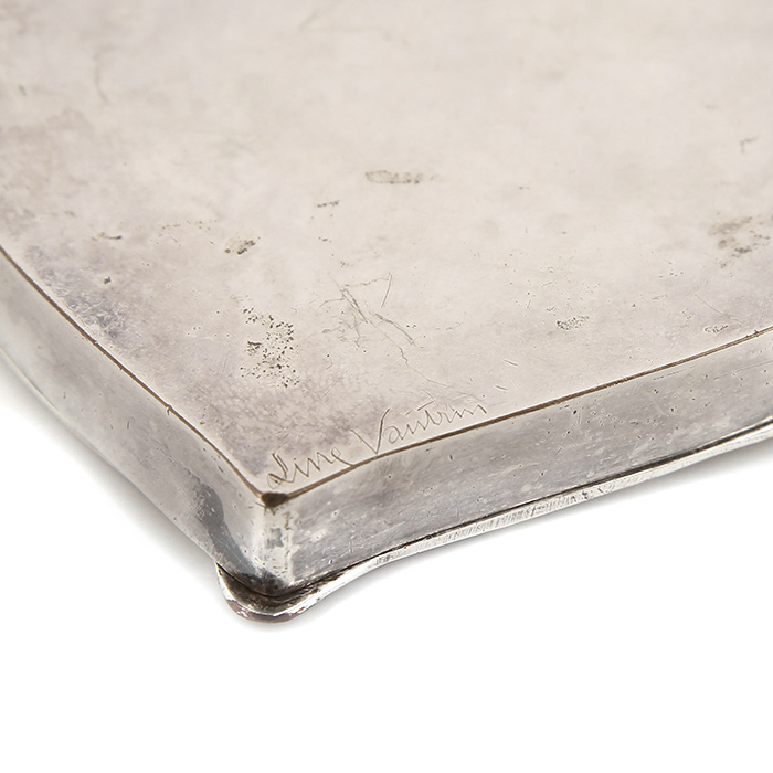 Line Vautrin, "Leaf" silvered bronze powder compact, signed, from the 1945's - Detail D2