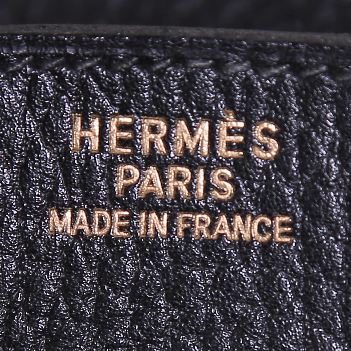 Borsa Hermes Birkin 40 cm in pelle Fjord nera - Detail D3