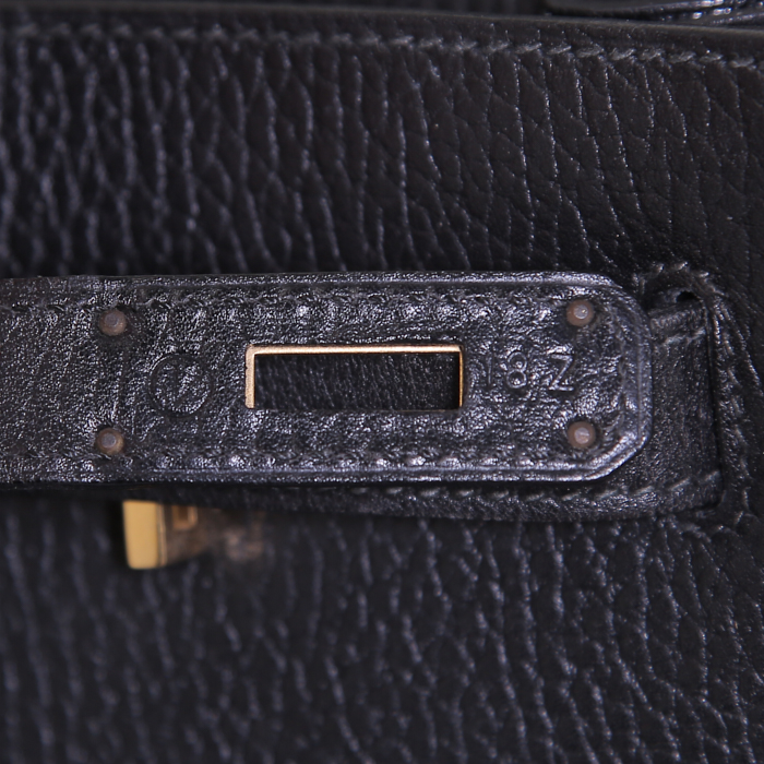 Sac à main Hermes Birkin 40 cm en cuir Fjord noir - Detail D4