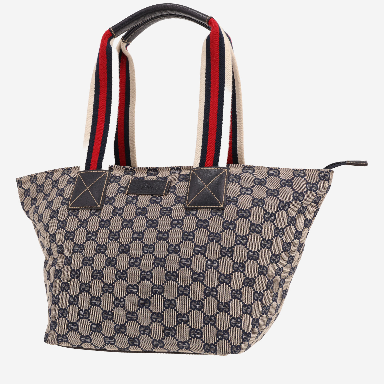 Gucci shopping bag in grey monogram canvas and blue leather