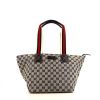 Shopping bag Gucci in tela monogram grigia e pelle blu - 360 thumbnail
