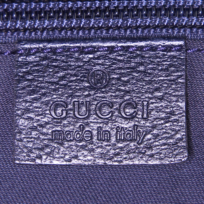 Gucci shopping bag in grey monogram canvas and blue leather - Detail D3