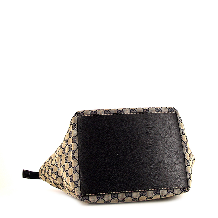 Bolso Cabás Gucci en lona Monogram gris y cuero azul - Detail D4