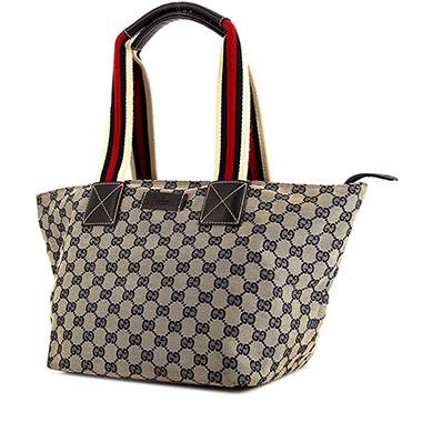 Bolso Cabás Gucci en lona Monogram gris y cuero azul