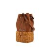 Miu Miu shoulder bag in brown leather and braided wicker - 00pp thumbnail