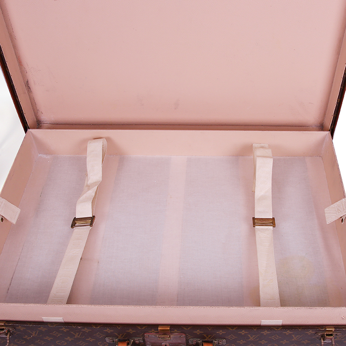 Louis Vuitton Alzer 75 cm suitcase in monogram canvas and natural leather - Detail D3