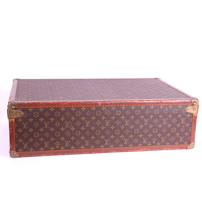 Louis Vuitton Alzer 75 cm suitcase in monogram canvas and natural leather - Detail D5