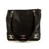 Chanel Triple Coco shopping bag in black leather - 360 thumbnail