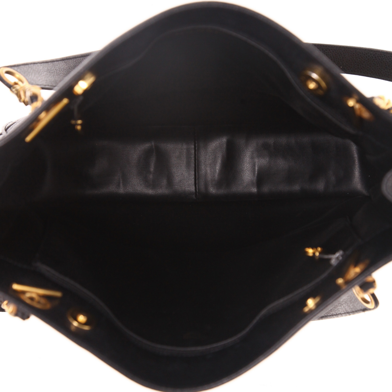 Sac cabas Chanel  Triple Coco en cuir noir - Detail D3