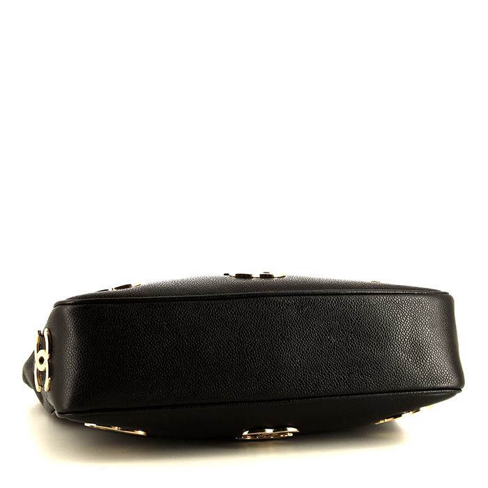 Chanel  Triple Coco shopping bag  in black leather - Detail D4