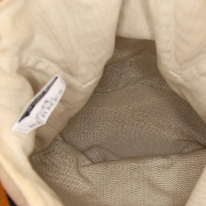 Sac de week end Hermès Matelot en toile chevrons beige - Detail D2