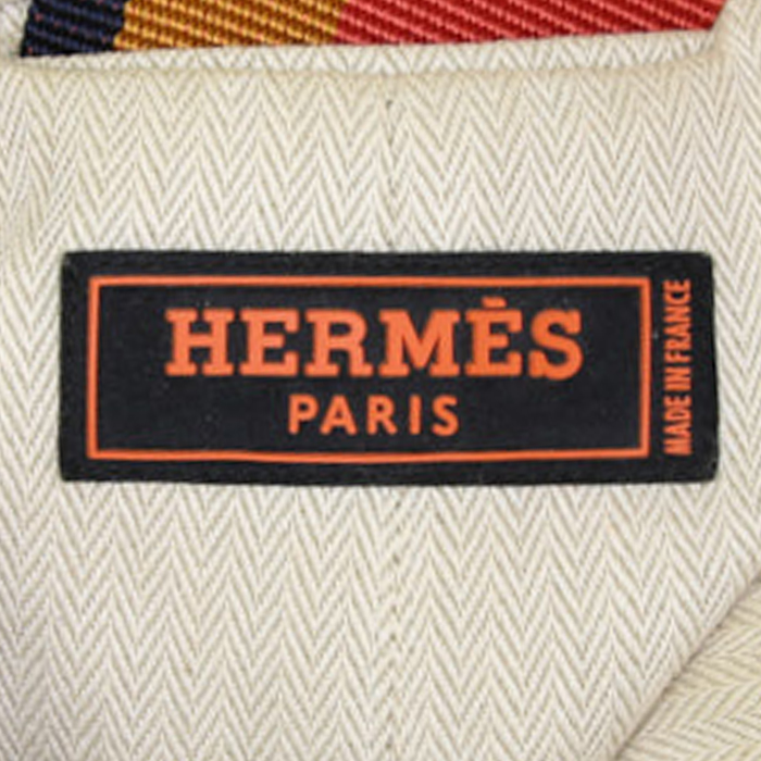 Hermès Matelot weekend bag in beige chevrons canvas - Detail D3