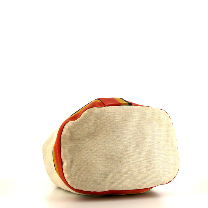 Bolso de fin de semana Hermès Matelot en lona espigas beige - Detail D4