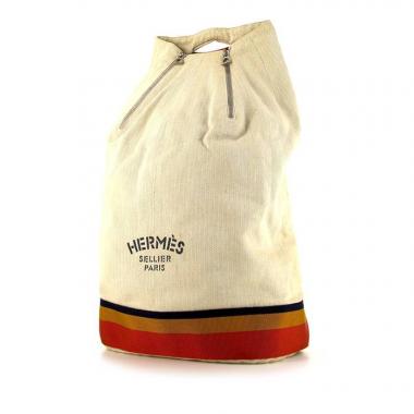 Bolso de fin de semana Hermès Matelot en lona espigas beige