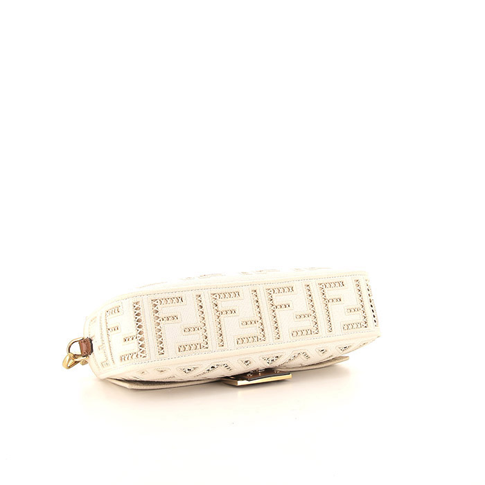 Borsa Fendi Baguette in tela monogram écru con motivo forato - Detail D5