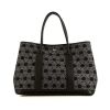Shopping bag Hermès Garden Party in tela grigia e nera con motivo e pelle nera - 360 thumbnail