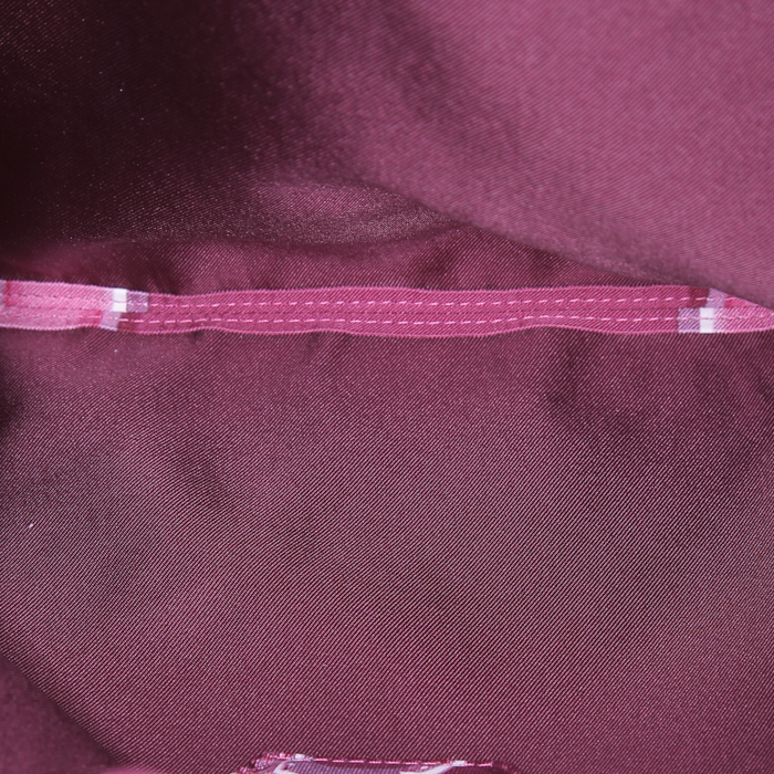 Sac bandoulière Hermes Silkin en soie violette et cuir Barénia - Detail D2