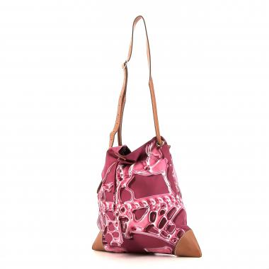Bolso bandolera Hermes Silkin en seda violeta y cuero Barenia