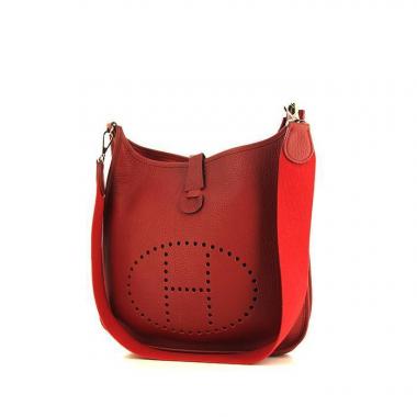 Sac bandoulière Hermes Evelyne grand modèle en cuir taurillon clémence rouge