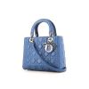 Dior Lady Dior medium model handbag in blue leather cannage - 00pp thumbnail