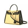 Hermès Kelly 28 cm handbag in black box leather and beige hair - 00pp thumbnail