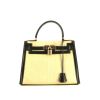 Bolso de mano Hermès Kelly 28 cm en cuero box negro y crin beige - 360 thumbnail