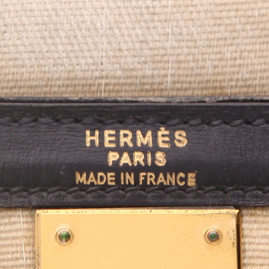 Borsa Hermès Kelly 28 cm in pelle box nera e crine undefined - Detail D2