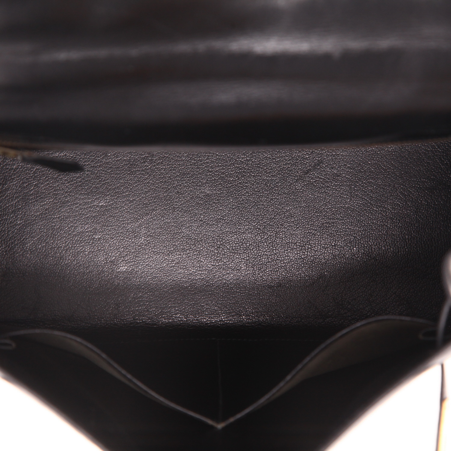 Sac à main Hermès Kelly 28 cm en cuir box noir et crin beige - Detail D3