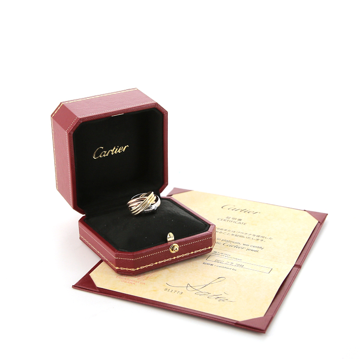 Bague Cartier Trinity La Belle en or blanc,  or jaune et or rose et en diamant - Detail D2