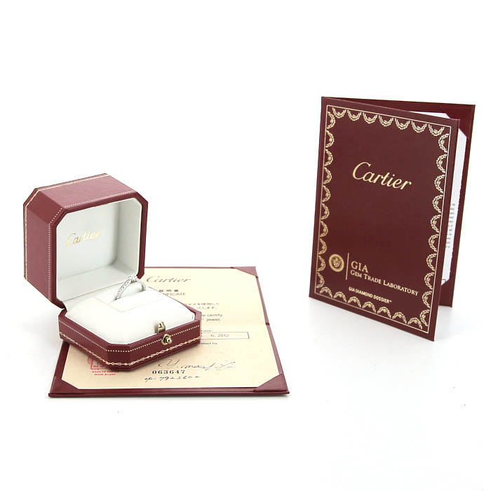 Cartier 1895 solitaire ring in platinium and diamonds - Detail D2