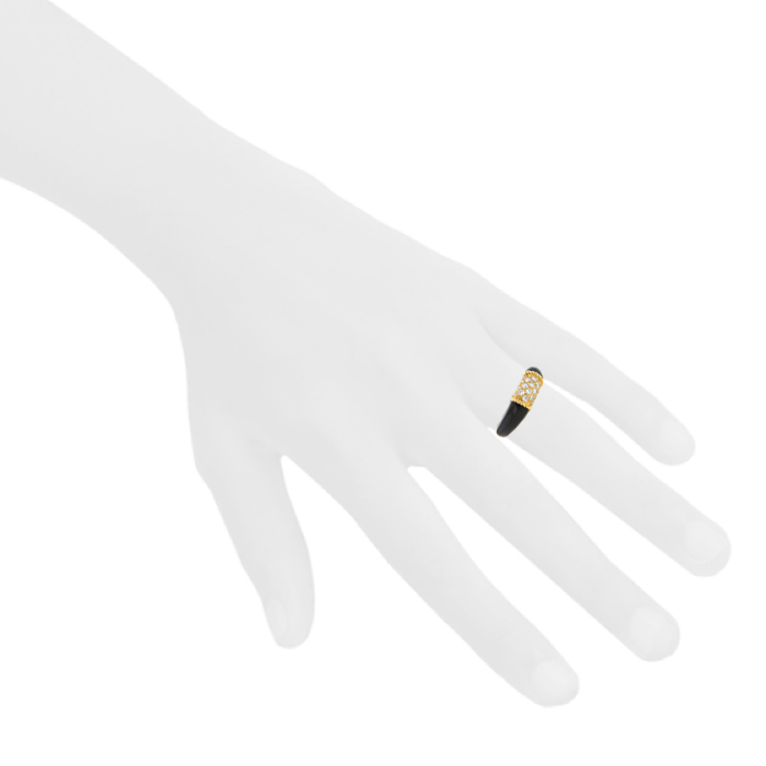 Sortija época años 70 Van Cleef & Arpels Philippine en oro amarillo,  ónix y diamantes - Detail D1