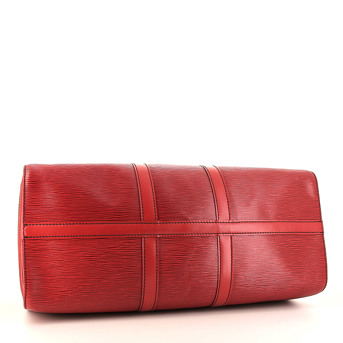 Borsa da viaggio Louis Vuitton Keepall 45 in pelle Epi rossa - Detail D4