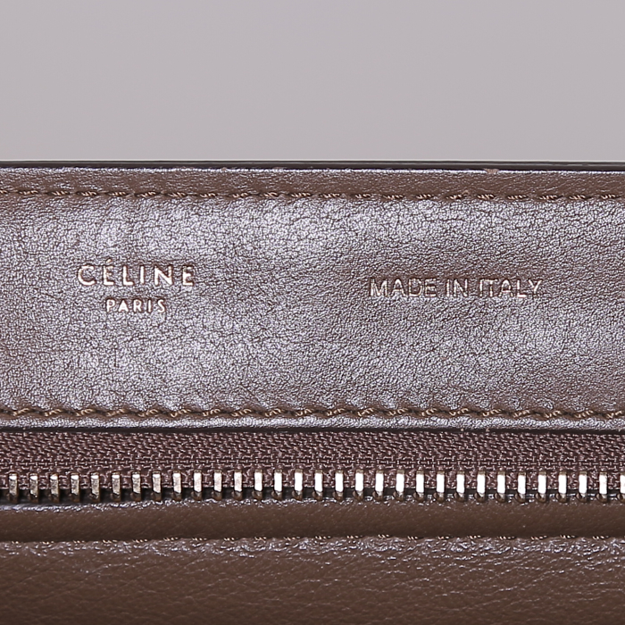 Celine Trapeze medium model handbag in brown and white leather and black suede - Detail D4