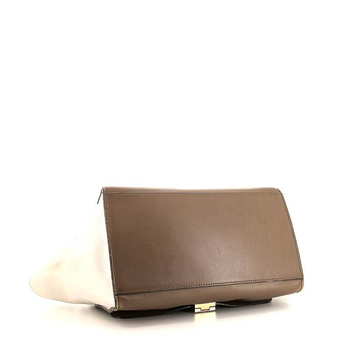 Borsa Celine Trapeze modello medio in pelle marrone e bianca e camoscio nero - Detail D5