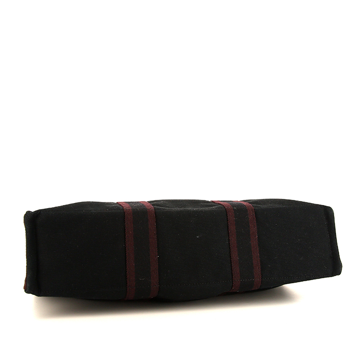 Shopping bag Hermes Toto Bag - Shop Bag in tela bordeaux e nera - Detail D4