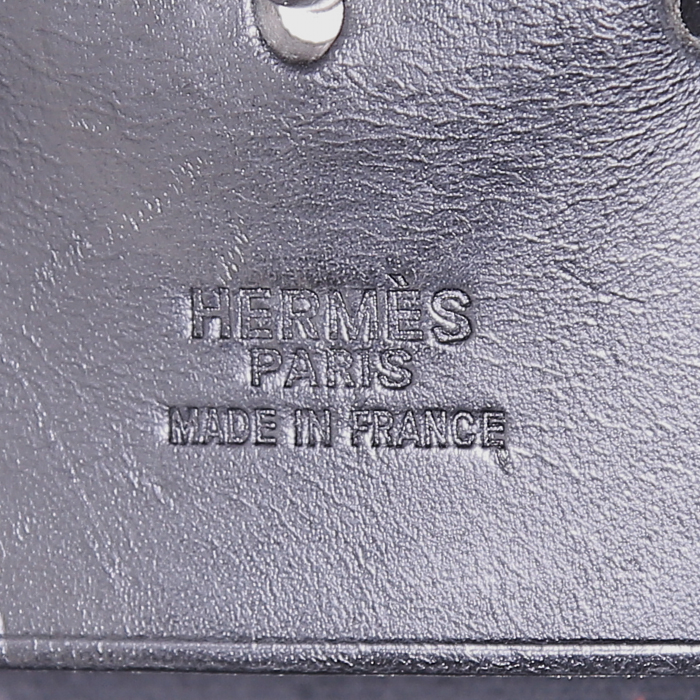 Hermes Herbag travel bag in black canvas and black leather - Detail D4