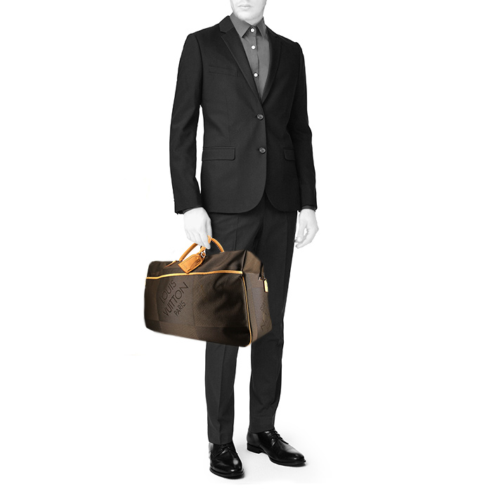 Louis Vuitton Geant Albatros travel bag in grey logo canvas and natural leather - Detail D1