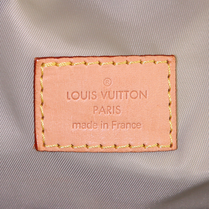 Bolsa de viaje Louis Vuitton Geant Albatros en tela monogram gris y cuero natural - Detail D4