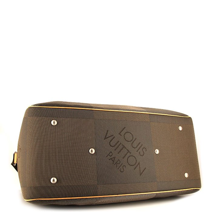 Bolsa de viaje Louis Vuitton Geant Albatros en tela monogram gris y cuero natural - Detail D5