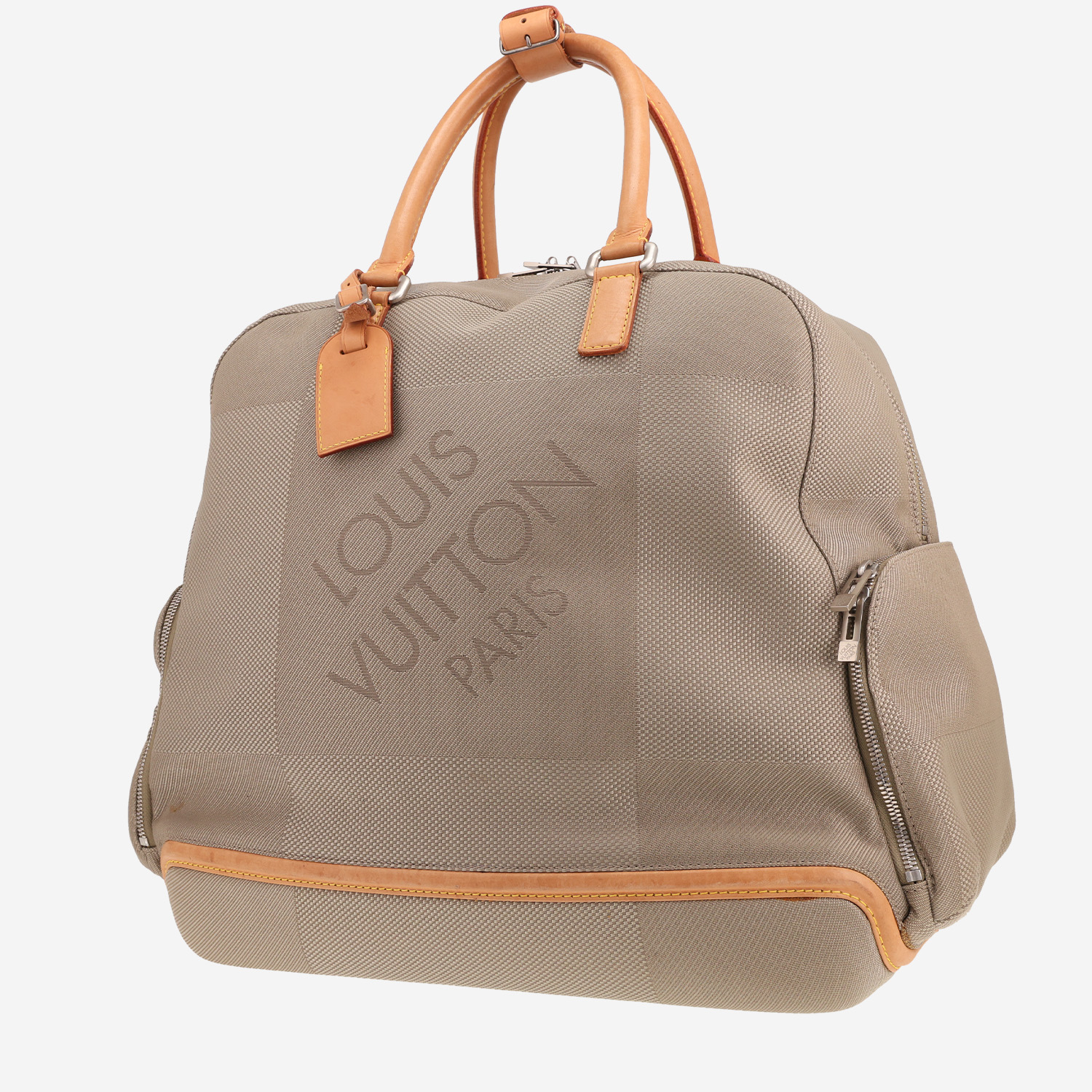 Louis Vuitton Geant Aventurier travel bag in grey canvas and natural leather