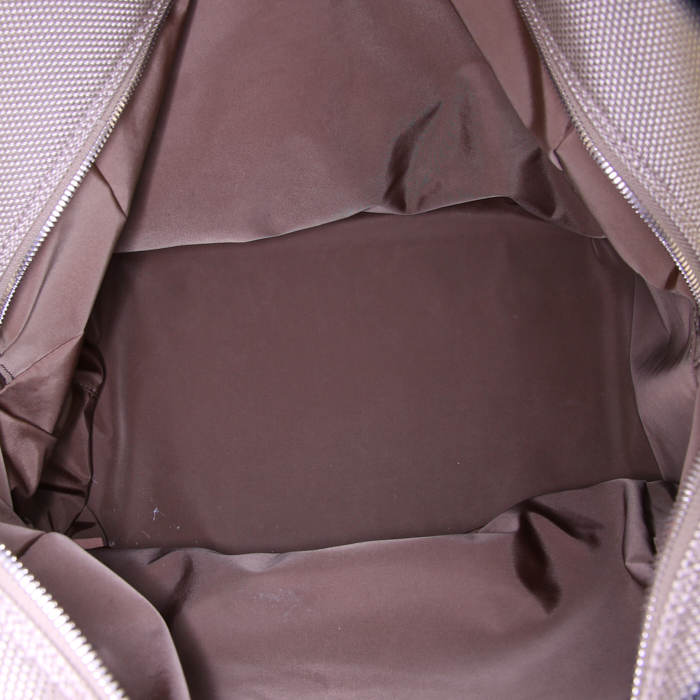 Louis Vuitton Geant Aventurier travel bag in grey canvas and natural leather - Detail D2