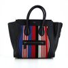Celine Luggage Mini handbag in red, white, blue and black canvas and blue leather - 360 thumbnail