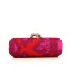 Pochette da sera Alexander McQueen Skull in seta rosa a fiori - 360 thumbnail