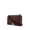 Chanel Boy large model handbag in burgundy chevron quilted leather - 00pp thumbnail