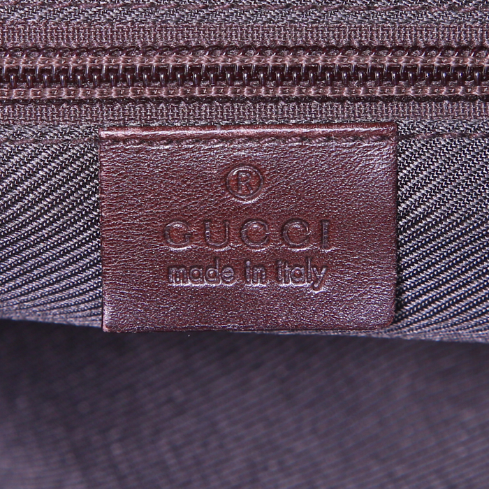 Gucci Vintage shoulder bag in beige monogram canvas and brown leather - Detail D3